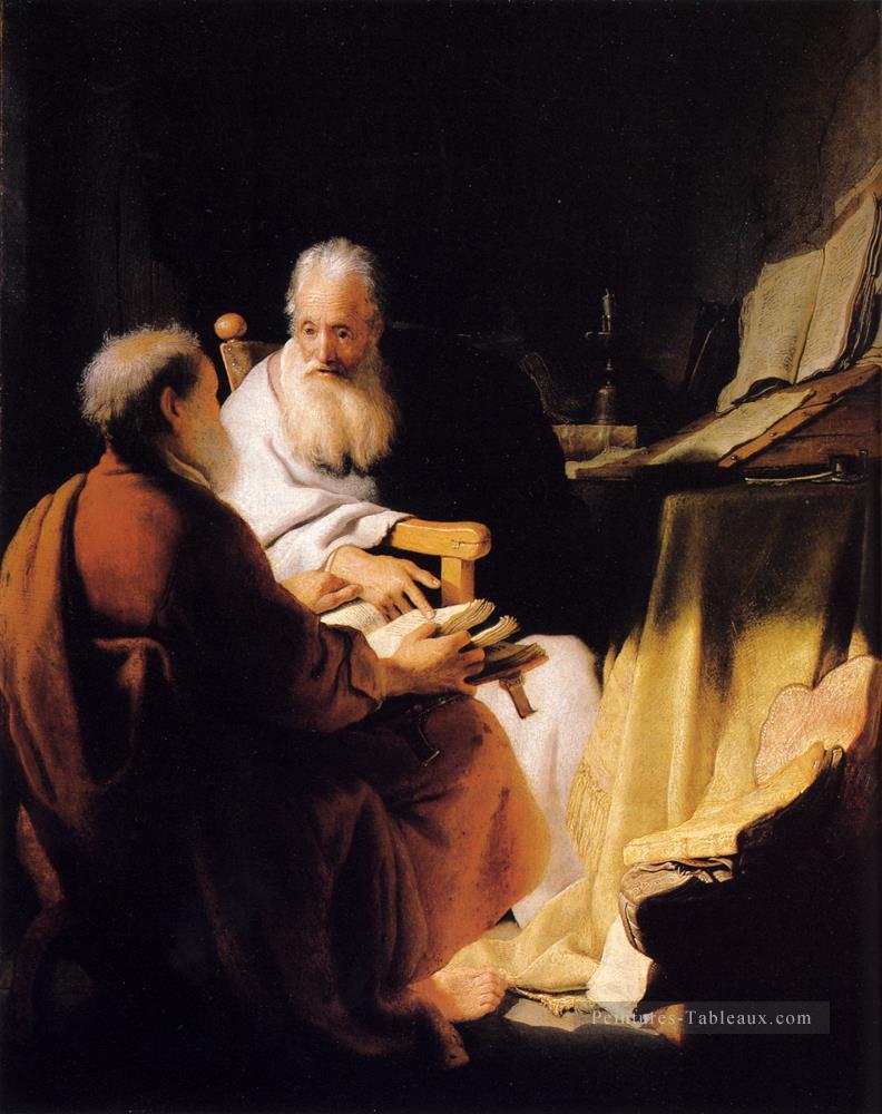 Deux vieux hommes contestant Rembrandt Peintures à l'huile